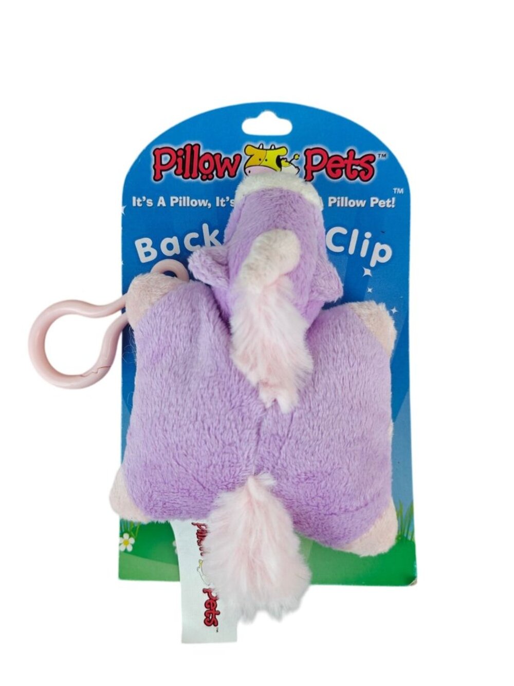 NEW Rare Pillow Pets Plush Unicorn Backpack Clip 2010 Purple & Pink